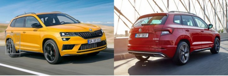 Слева: Karoq RS в представлении иллюстратора Auto…
