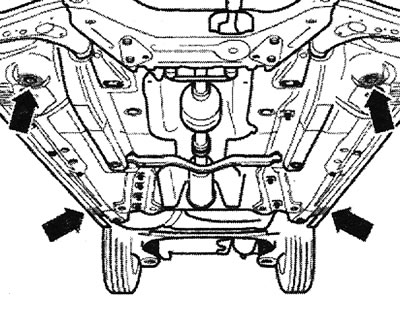 Поднятие автомобиля на подъемной площадке и с…