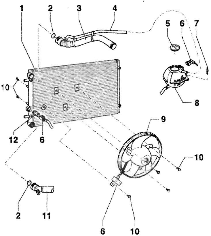 1 - Радиатор; 2 - Уплотнительное кольцо круглого…