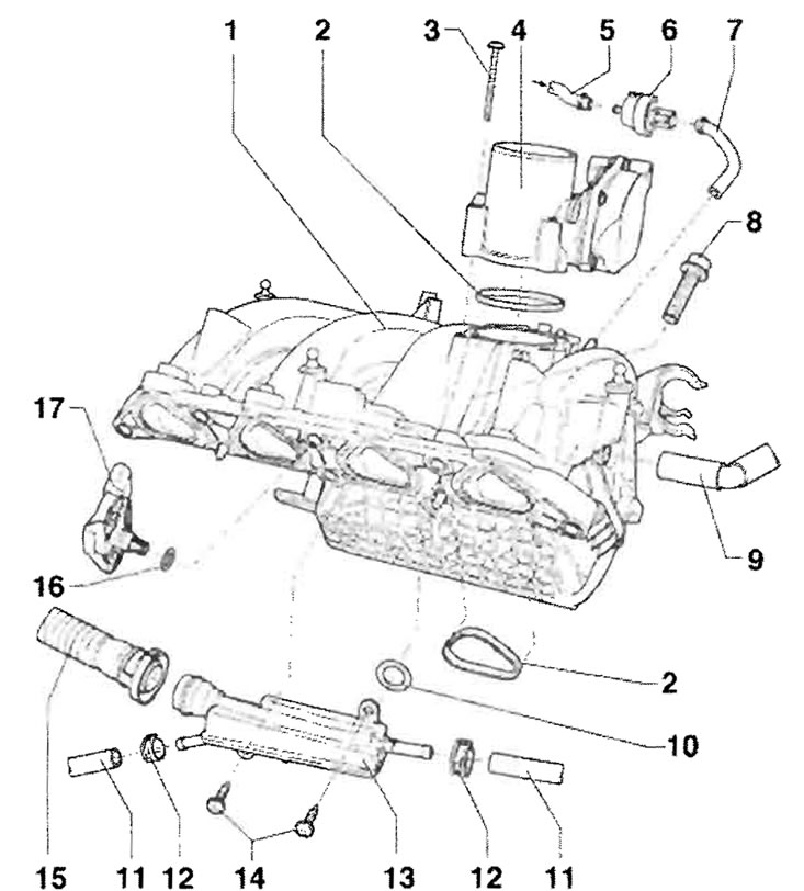 1 - Впускной газопровод; 2 - Уплотнительное…