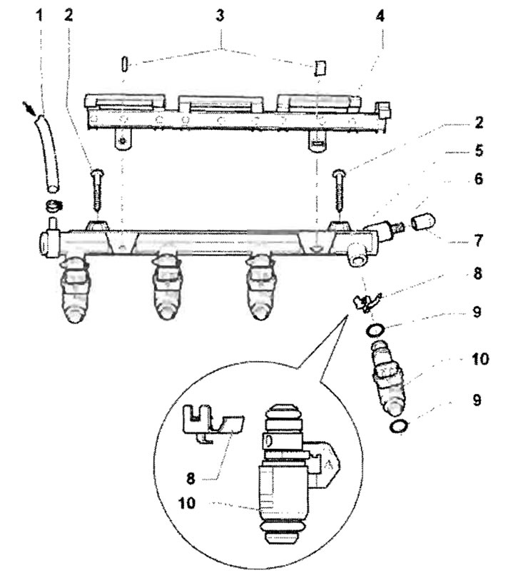 1 - Шланг для подачи топлива, от топливного…