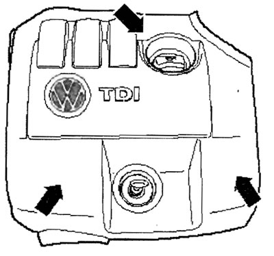Приподняв кожух двигателя по сторонам -стрелки-,…