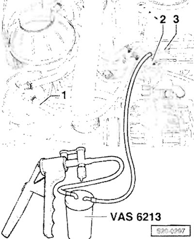 Снять подводящий шланг -1- (с белой маркировкой)…