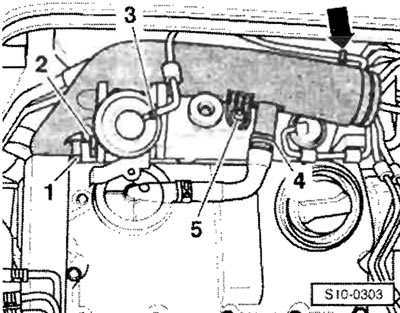 Отсоединить заборный шланг-3- от механического…