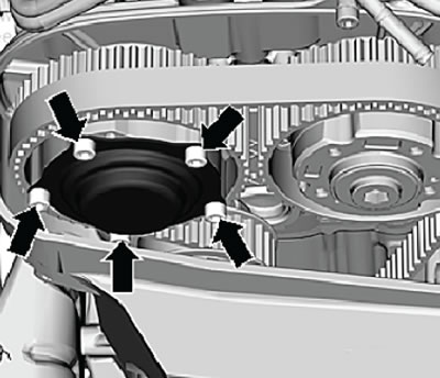 Caution: Wrap the timing belt with a rag before…