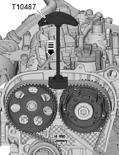 18. Using the special tool (T10487), press in the…