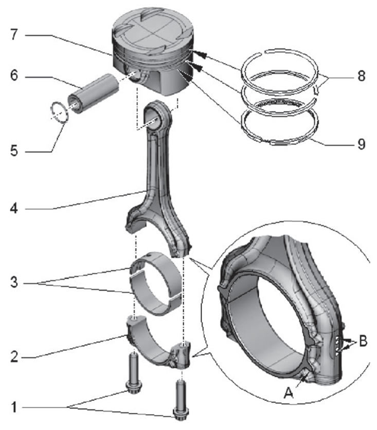 1. Connecting rod cap fastening bolts, tightening…