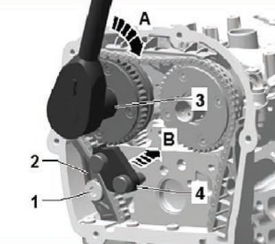 15. Завъртете изпускателния разпределителен вал с…