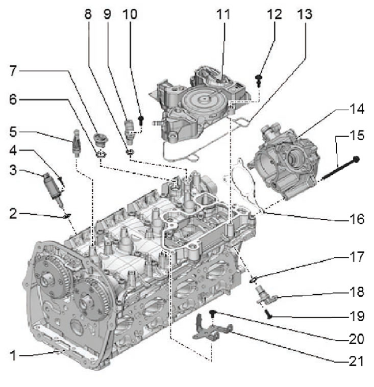 1. Cylinder head assembly; 2. Sealing ring; 3.…