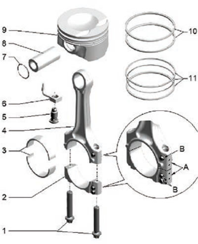 1. Connecting rod cover mounting bolts,…
