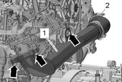 6. Loosen the fastening clamp (2) shown in the…