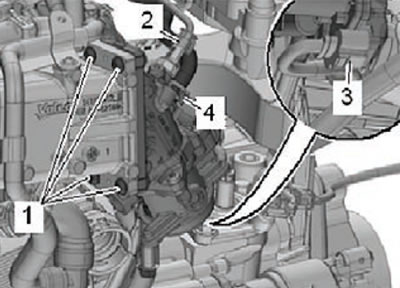 16. Remove the mounting screws (1) shown in the…