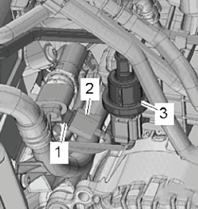 2. Disconnect the wiring harness connector (2)…