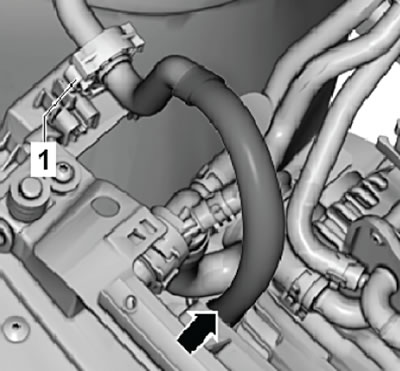 5. Open the fastening clamp (1), shown in the…