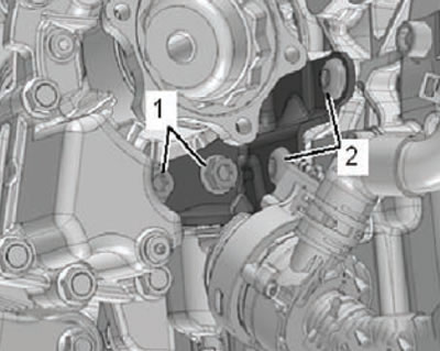 29.Выкрутить болты крепления (1), (2) и снять…