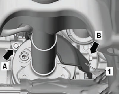 30. Выкрутить болты крепления (А) и (В), после…