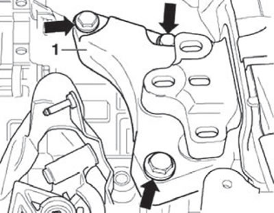 37. Снять консоль коробки передач в сборе (1).