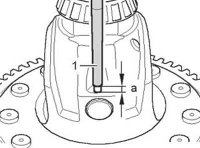 Hammer in the new pin and spring to dimension «a»…