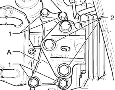 Caution: Before screwing in the mounting bolts…