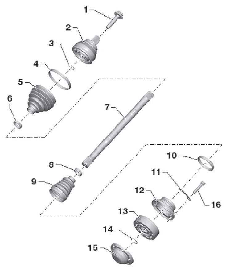 1. Болт за монтаж на задвижващия вал; 2. Външна…