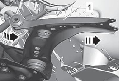 13. Remove the front suspension arm (1) from the…