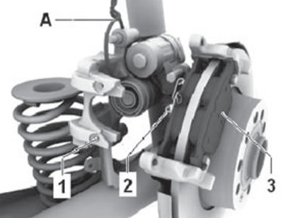 1. Установить внутреннюю тормозную колодку (2) и…