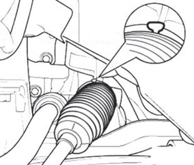 12. Secure the boot clamp to the steering gear…