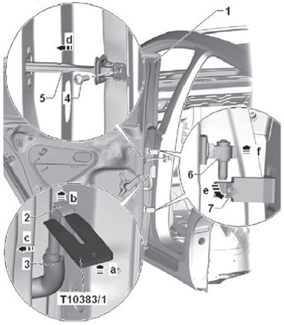 6. Повдигнете вратата (1), за да я свалите от…