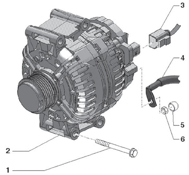 1. Șurub de fixare, cuplu de strângere 23 Nm; 2.…