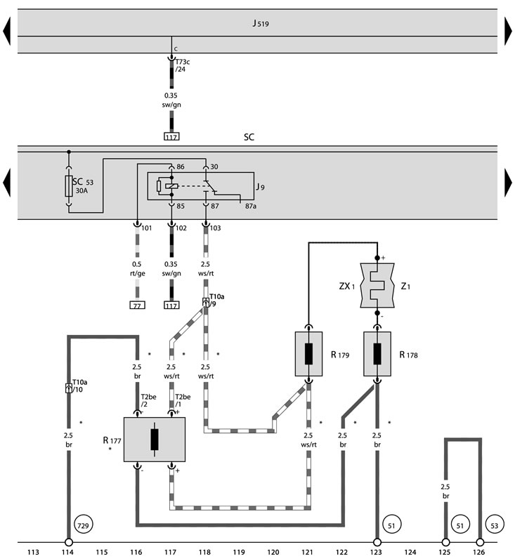 J9 - Rear window defroster relay;
