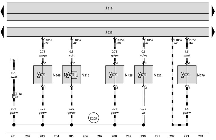 J519 - On-board power supply control unit;