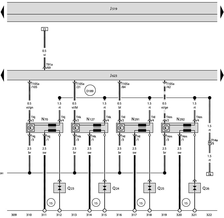 J519 - On-board power supply control unit;