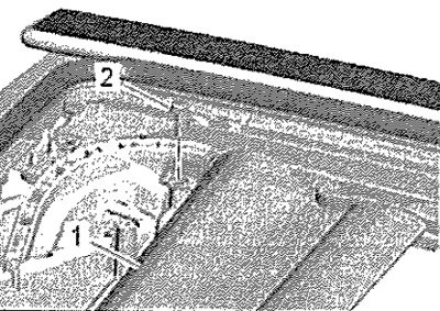 Отстранете задните винтове «2» на завесата на…