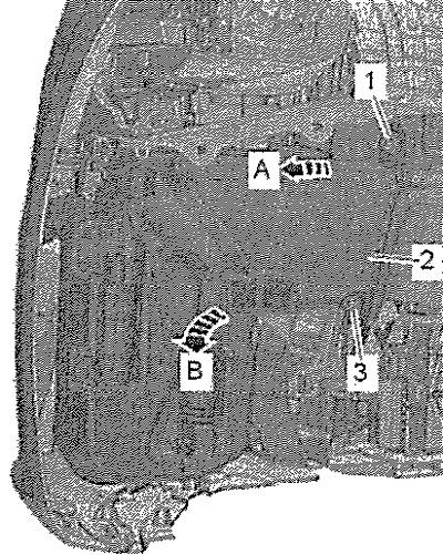 Развийте гайките «1» и «3» (8 Nm). Издърпайте резервоара «2» от резбовите шпилки «стрелка A» и го…