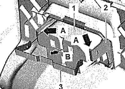Отстранете фиксатора «3». Натиснете фиксиращите…