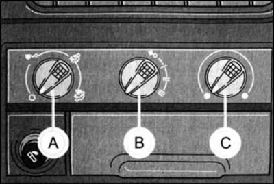 Рукоятка направления раздачи воздуха (А)