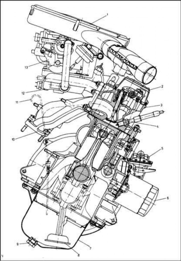 1 - Корпус воздушного фильтра; 2 - Крышка головки…