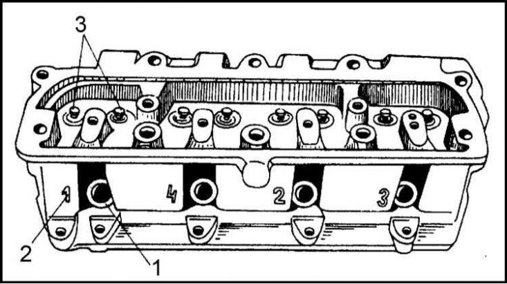 1 - Свечное отверстие; 2 - Метка подсоединения…