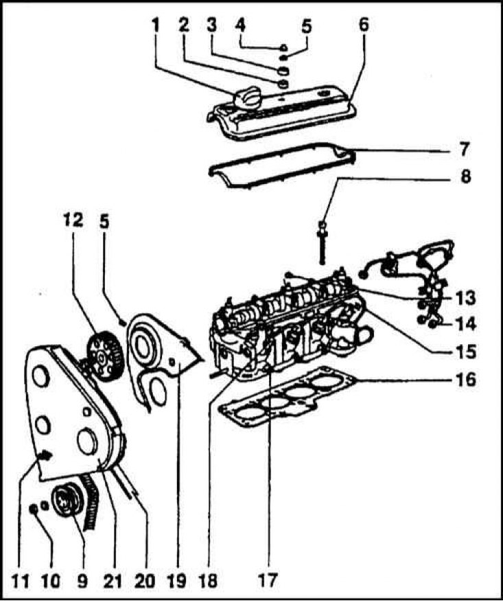 1 - Пробка маслозаливной горловины; 2 -…