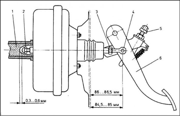 1 - Поршень ГТЦ; 2 - Регулировочный наконечник…