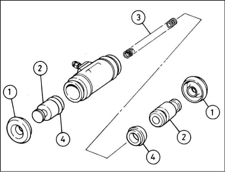 1 - Пыльник; 2 - Поршень; 3 - Разжимная пружина;…