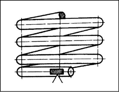 Затем снимите винтовую пружину...