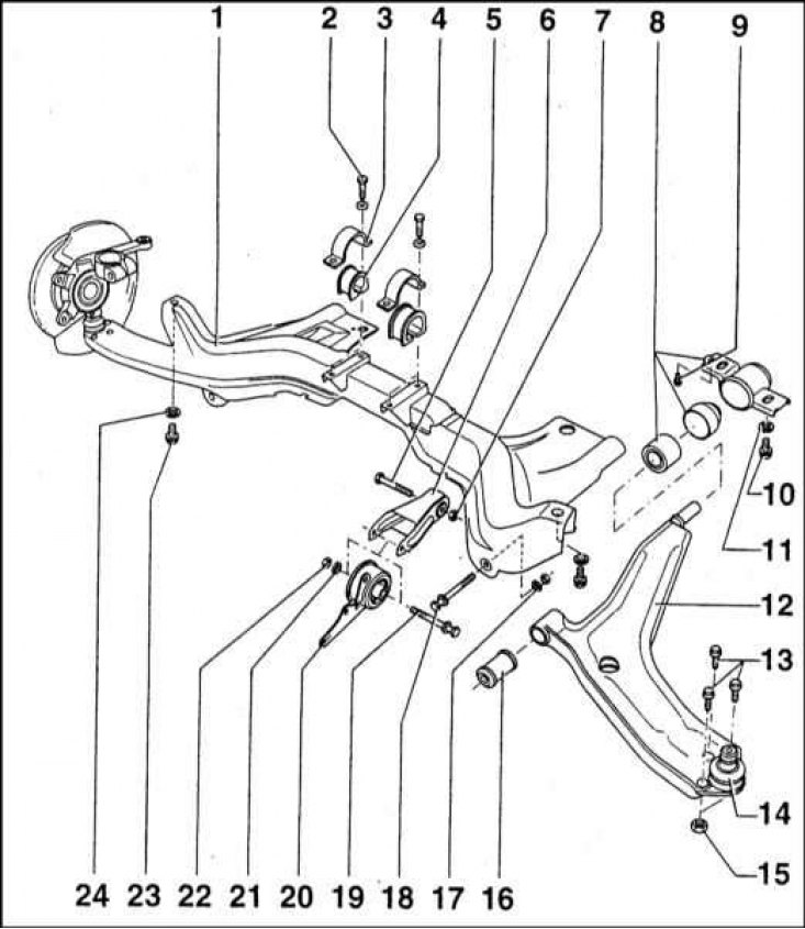Снятие, ремонт и установка нижних рычагов передней подвески (Шкода ...