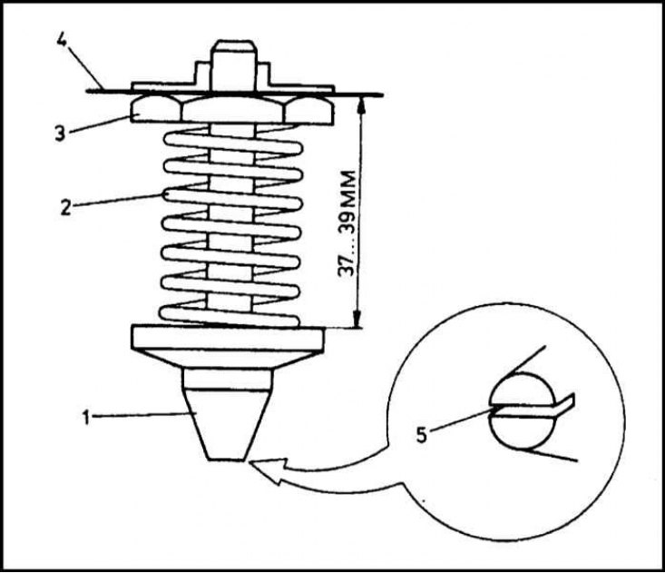 1 - Ударник; 2 - Пружина; 3 - Контргайка; 4 -…