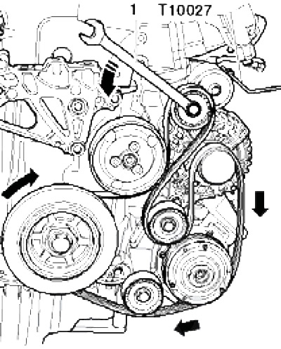 6.6 Фиксация натяжителя приводного ремня