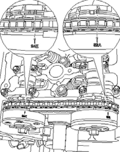 10.5а Метки ВМТ на регуляторах фаз ГРМ
