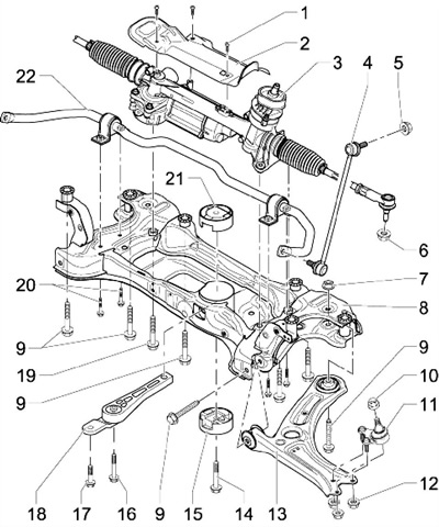 1.1b Предна подрама, стабилизатор и монтажни…