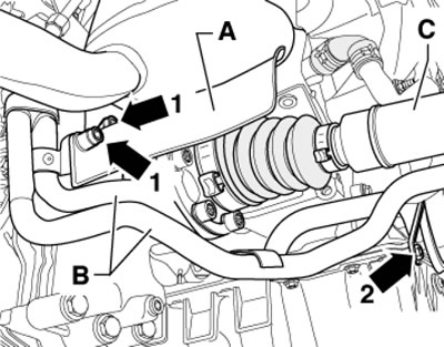 4.40. Болты (1) кожуха (А) приводного вала (С) и…
