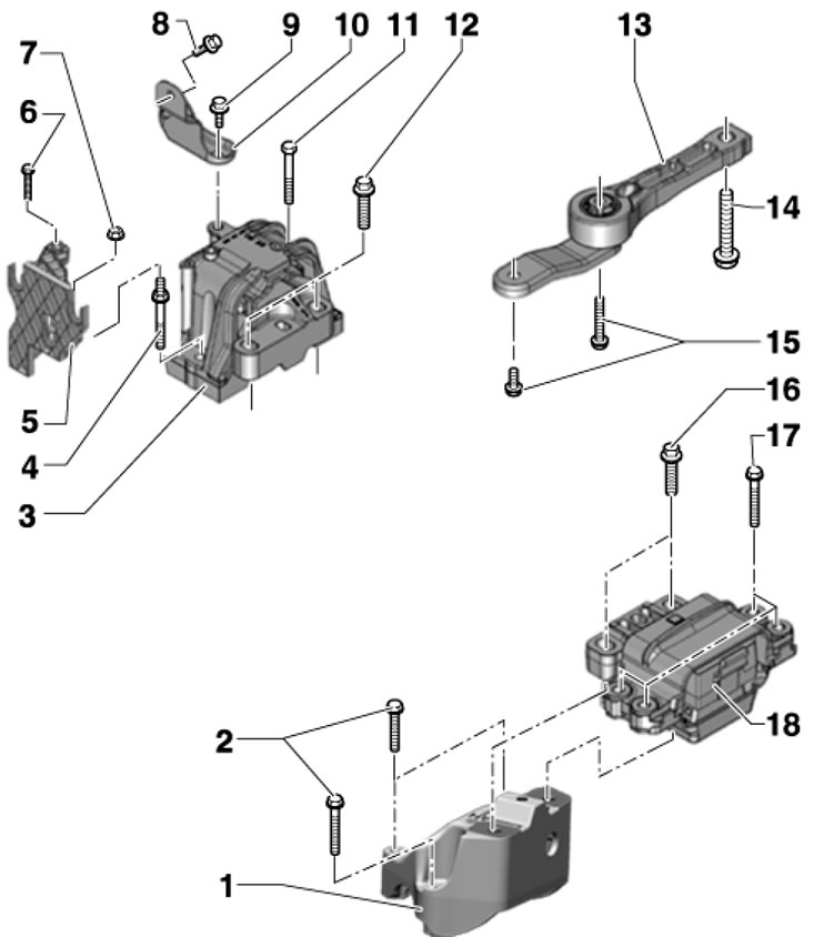 5.44. Детали крепления опор силового агрегата 1.…