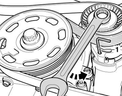 6.4. Фиксация натяжителя приводного ремня